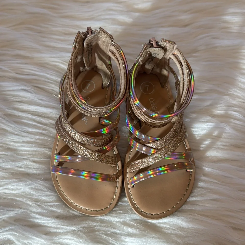 Cat & Jack toddler sandals size 7 color gold/tan
